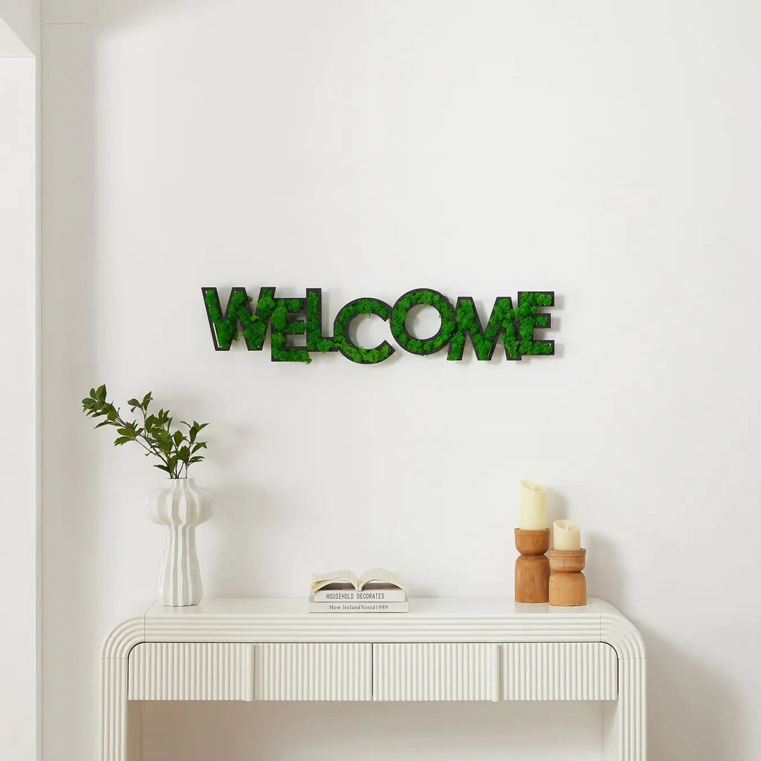 MOSS WORD WALL ART, WELCOME