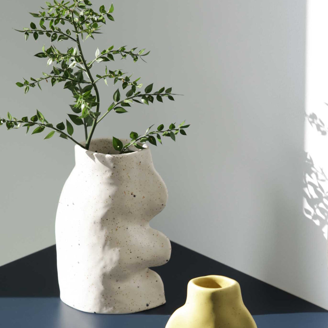 Handmade Portuguese Ceramic Vase, Large & White