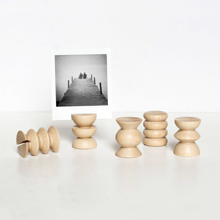 Totem Pole Inspired Wooden Picture Stands, Set of 5 Short