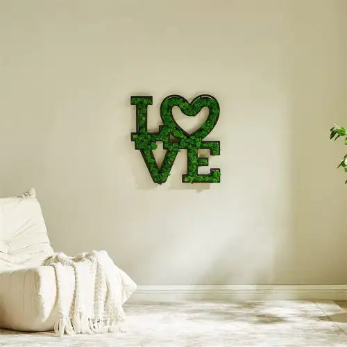 Moss Word Wall Art, Love